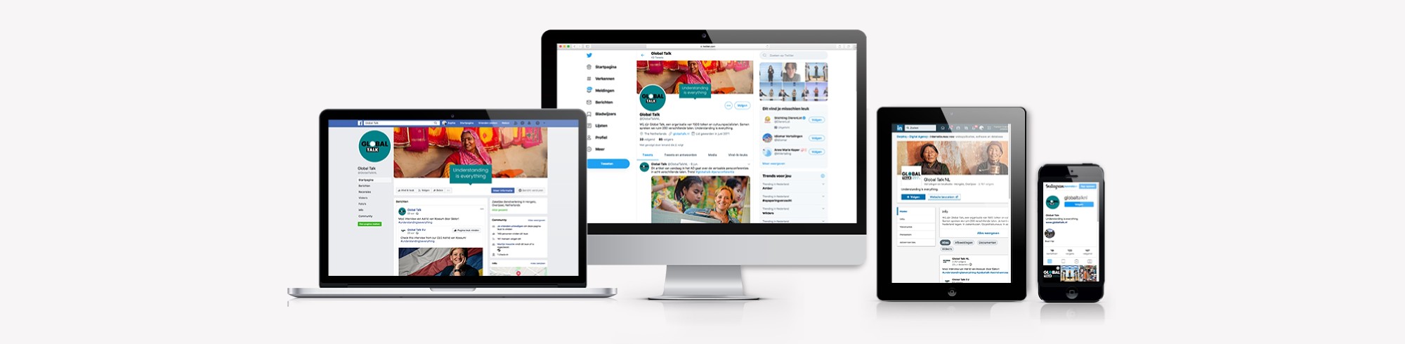Global Talk merkidentiteit Social Media