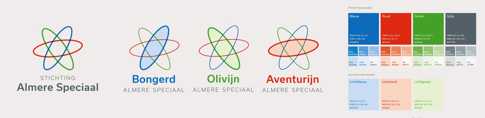 Stichting Almere Speciaal merkidentiteit logo kleurenpalet